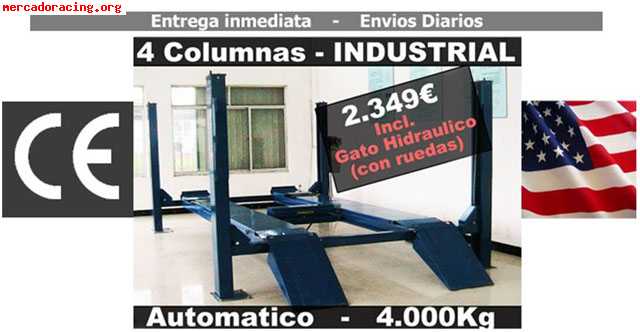 Elevador de coches 2 columnas 4.200kg (4.2t) 1.458€ 220v nue