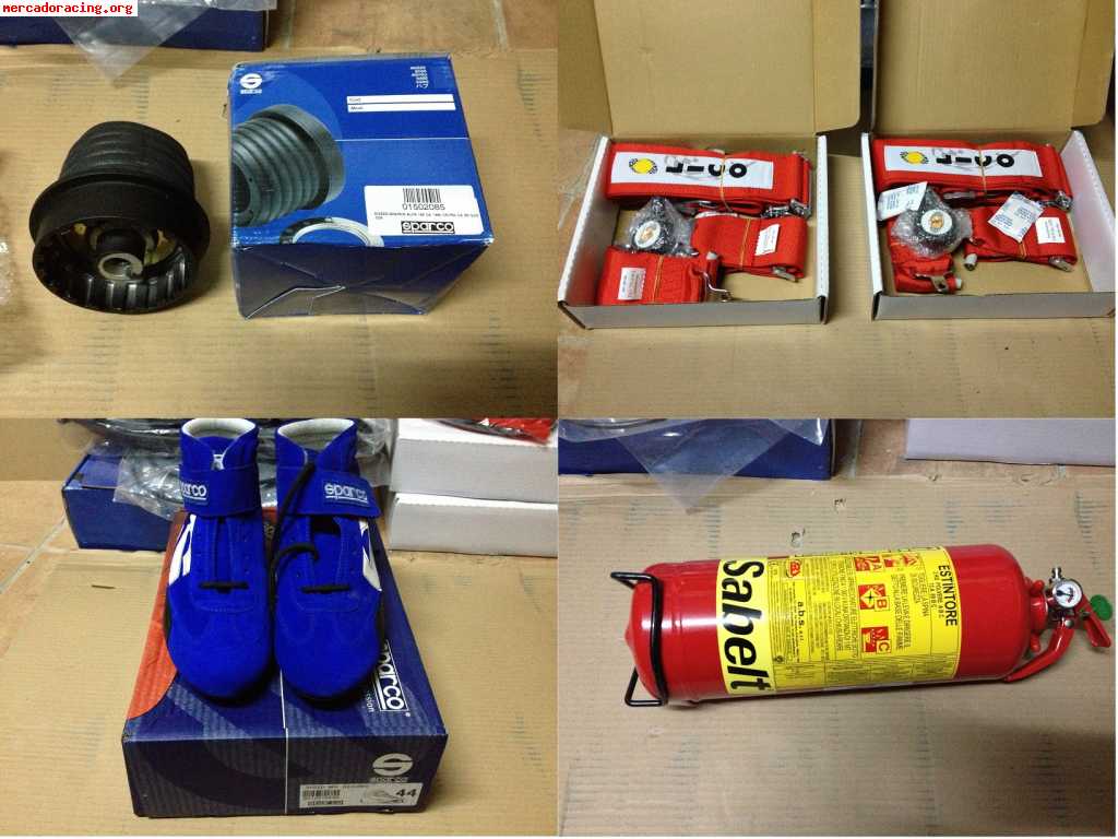 Backets con bases, volante con piña, arneses, kit extincion,