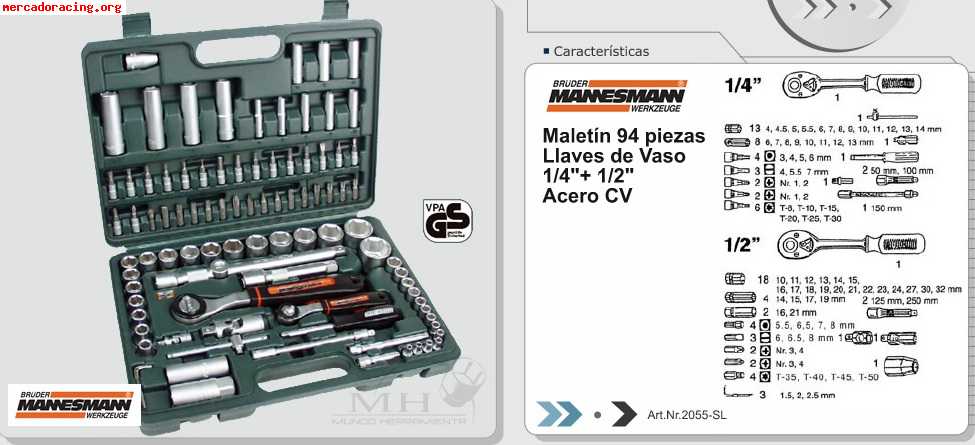 Subasto caja de herramientas mannesmann 94pc cr va envio inc