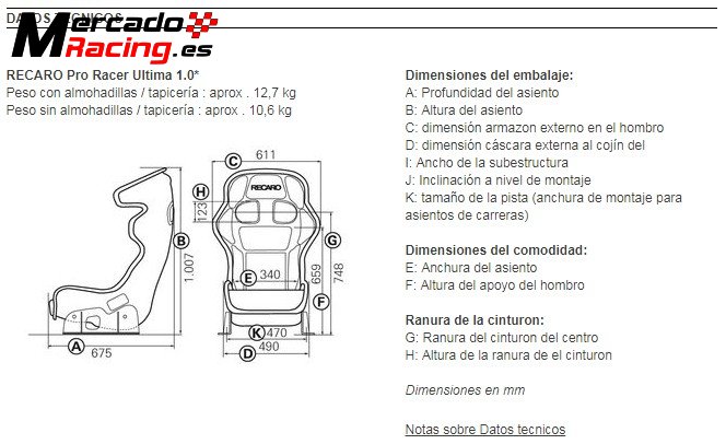 Asientos recaro pro racer ultima