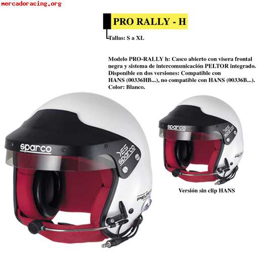 Vendo casco sparco pro-rally h con clips de hans, 4 rallyes