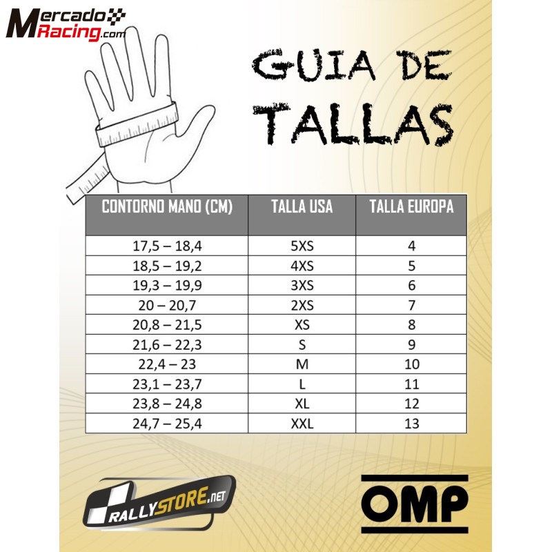 Guantes omp one-s talla l rally fia 8556-2018