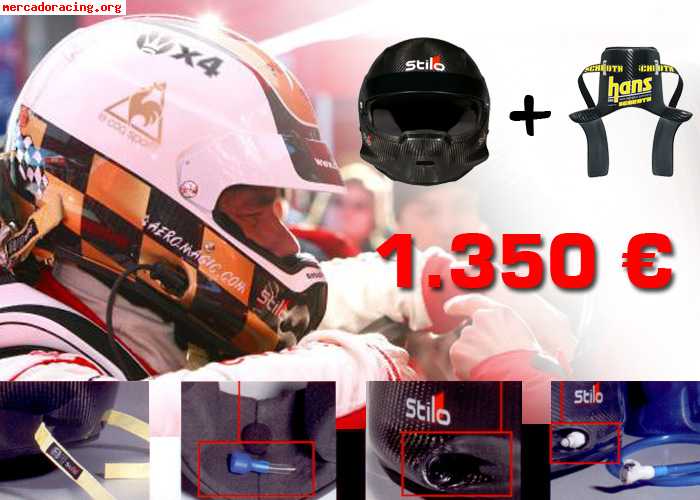 ¡¡¡ oferta casco stilo st4 r carbono y hans 1.350 € !!!