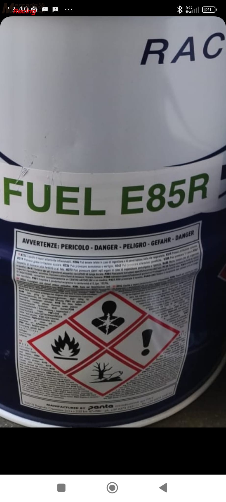 Venta de etanol de competición e85r a precio razonable