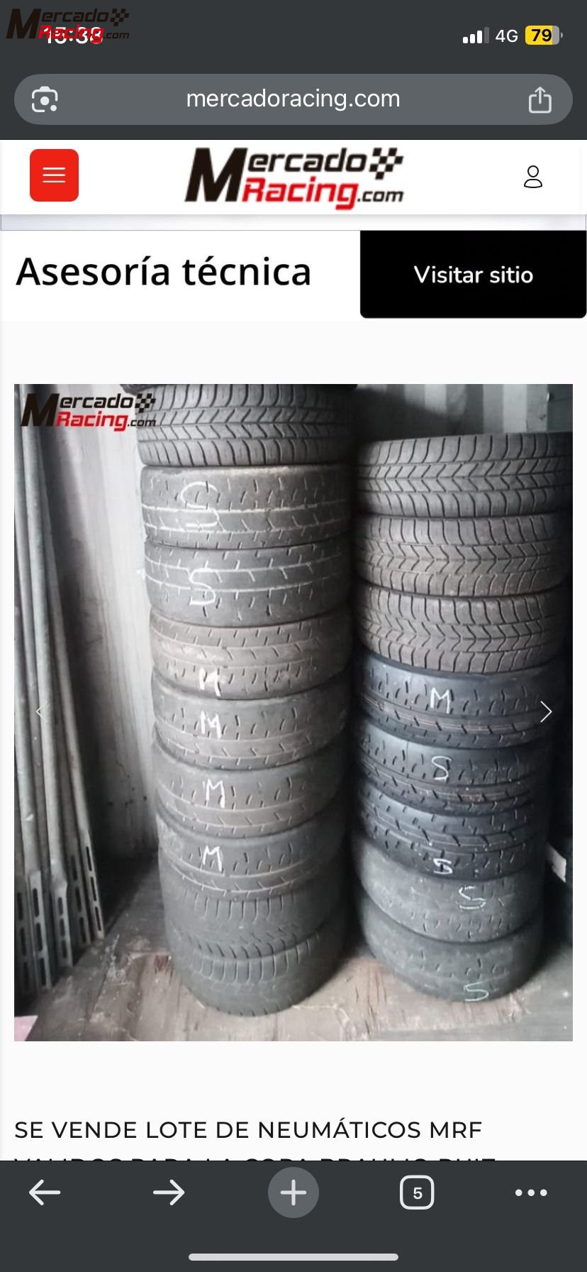 Se vende lote de neumáticos mrf validos para la copa braulio ruiz cantabria