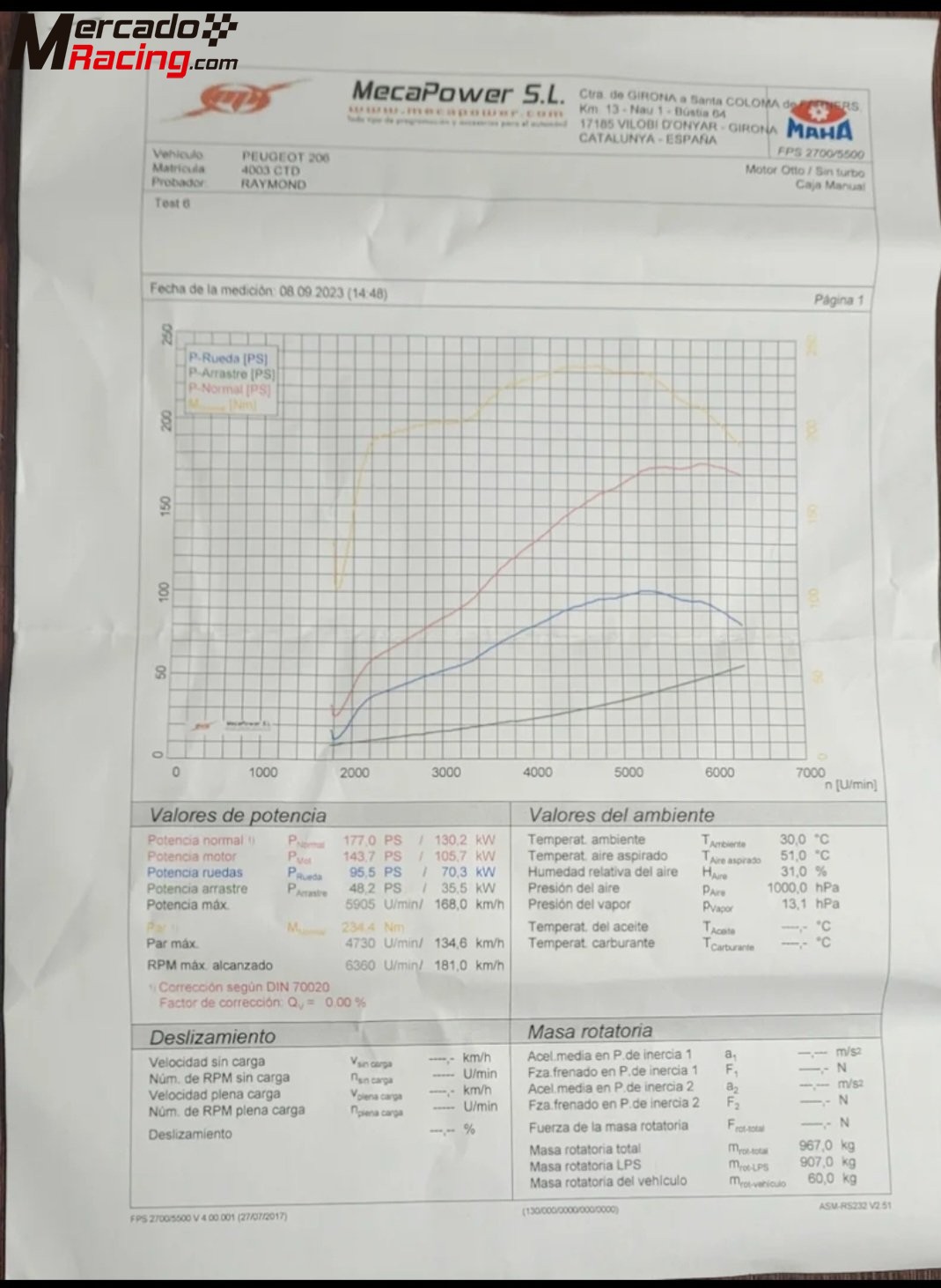 Peugeot 206 gti, campeon montaña 2023 y 2024 comunidad valenciana, 5d