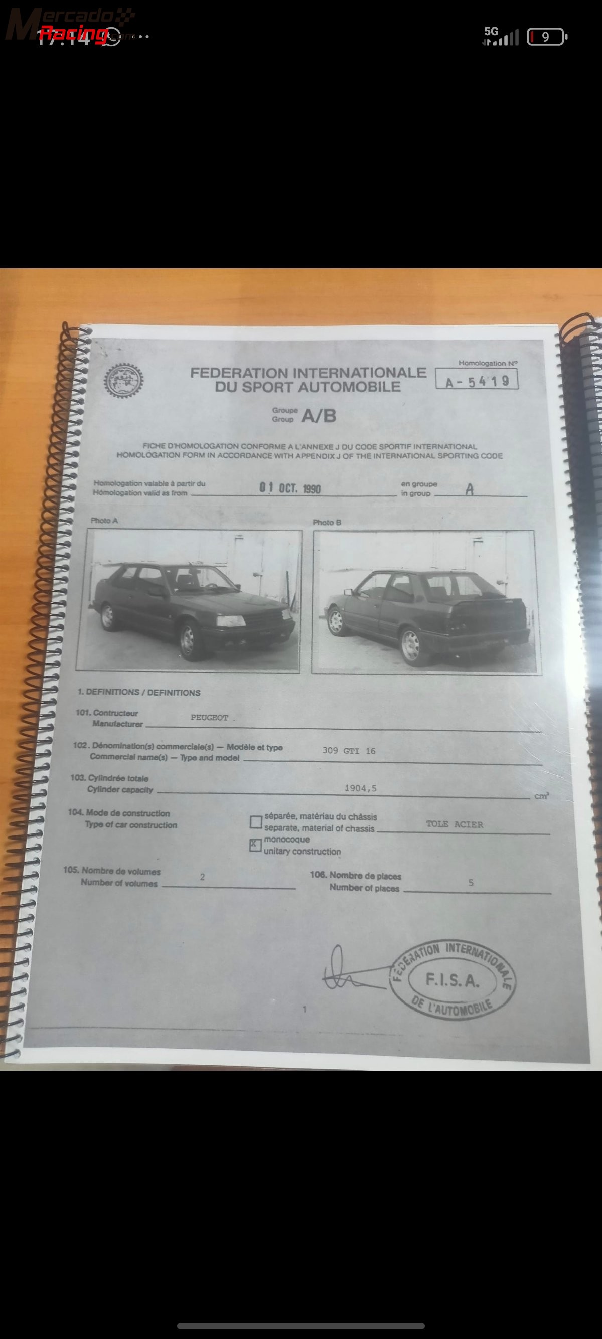 Peugeot 309 gti 16v grupo a legend