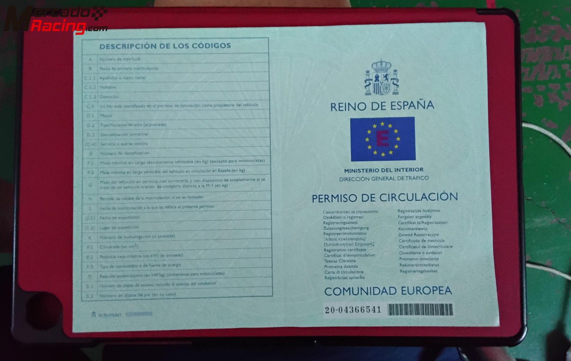 Venta de documentación de vehiculo