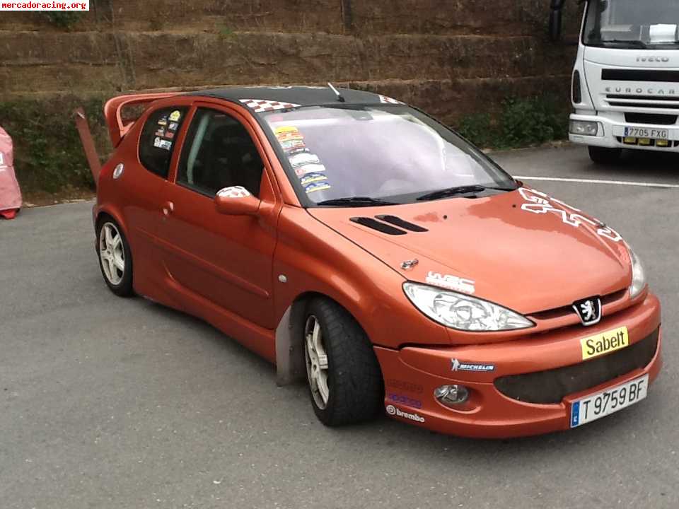 Peugeot 206 gti, con barras antivuelco, bacquets, alerón wrc