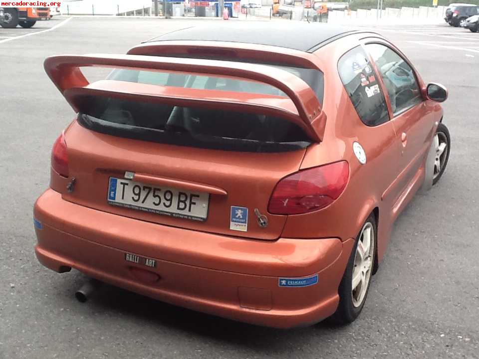 Peugeot 206 gti, con barras antivuelco, bacquets, alerón wrc