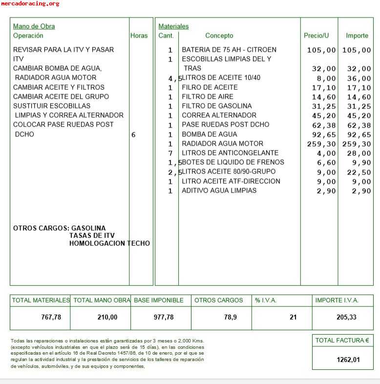 Ford sierra 2.0is dohc con cadena 1.999€ con 1.700e en factu