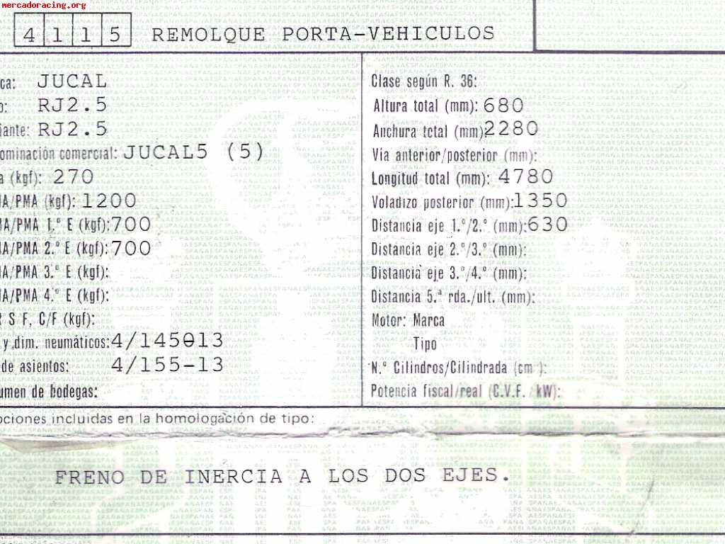 Vendo remolque porta coches