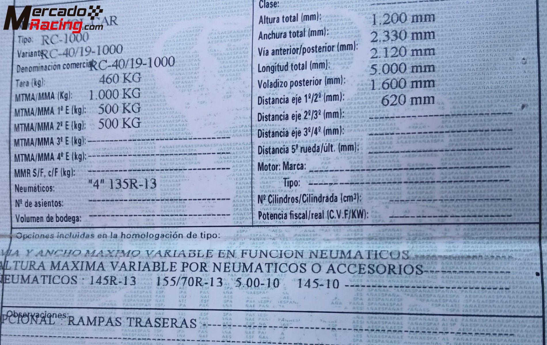 Se vende plataforma portacoches