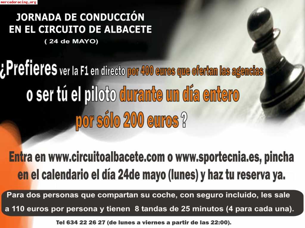Conduce en el circuito de albacete a precio de coste