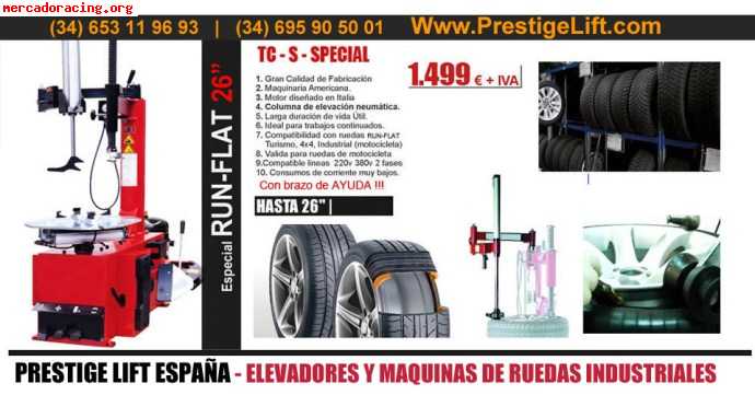 Desmontadora neumaticos run flat 24  1499€ con brazo de ayud