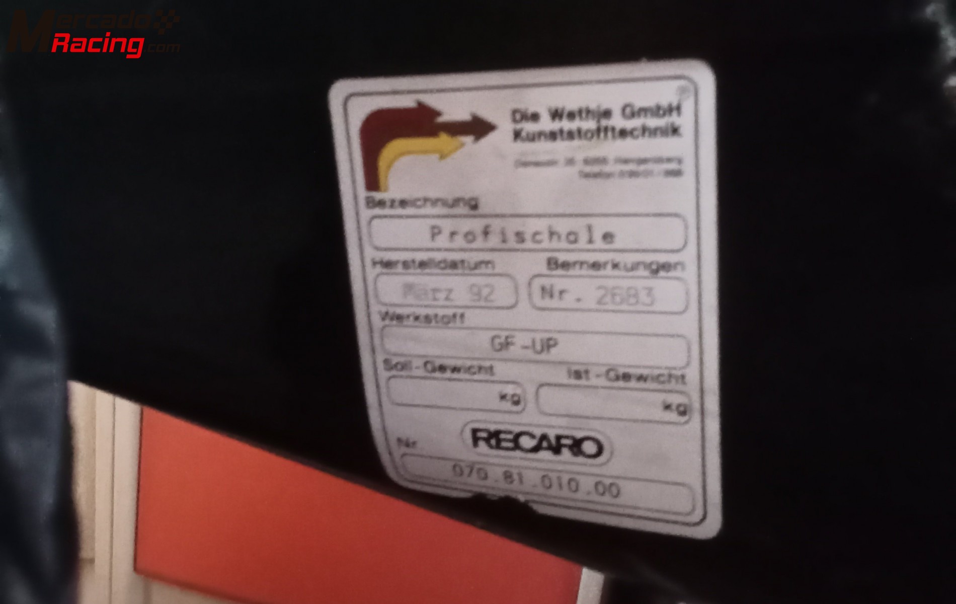 Asiento porsche competición 