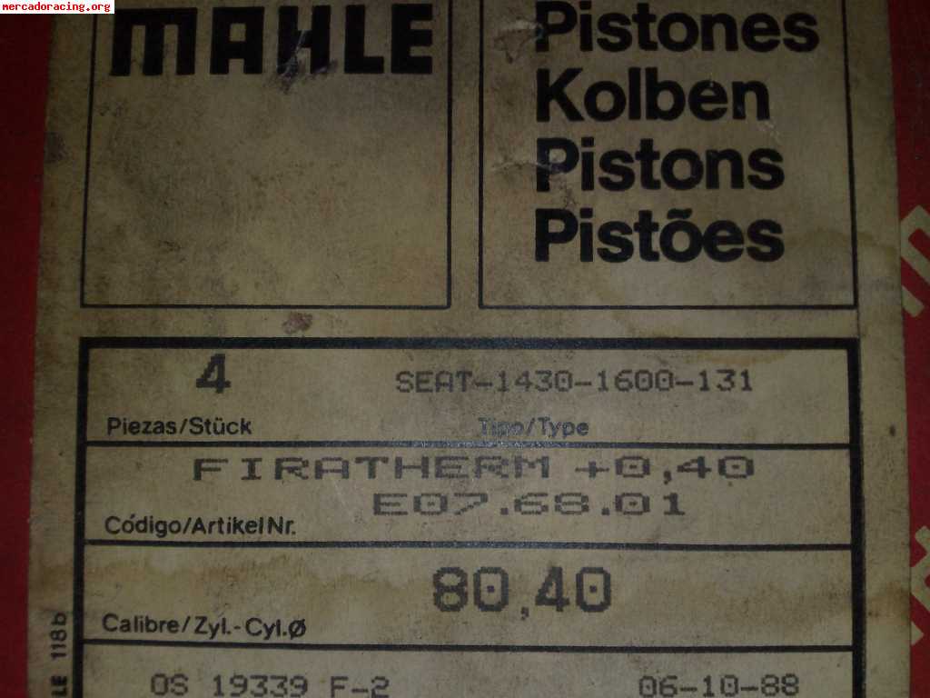 Vendo kit pistones completos nuevos para motor 1600 de 124-1