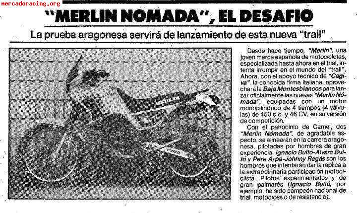 Merlin nomada 450 baja montesblancos 1987 histórica