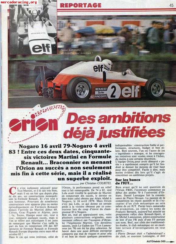 Orion fr83-01 formula renault turbo 1983