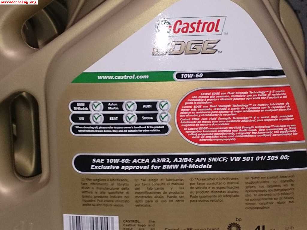 Vendo aceite marca castrol 10w60 edge fst de 4litros 35€