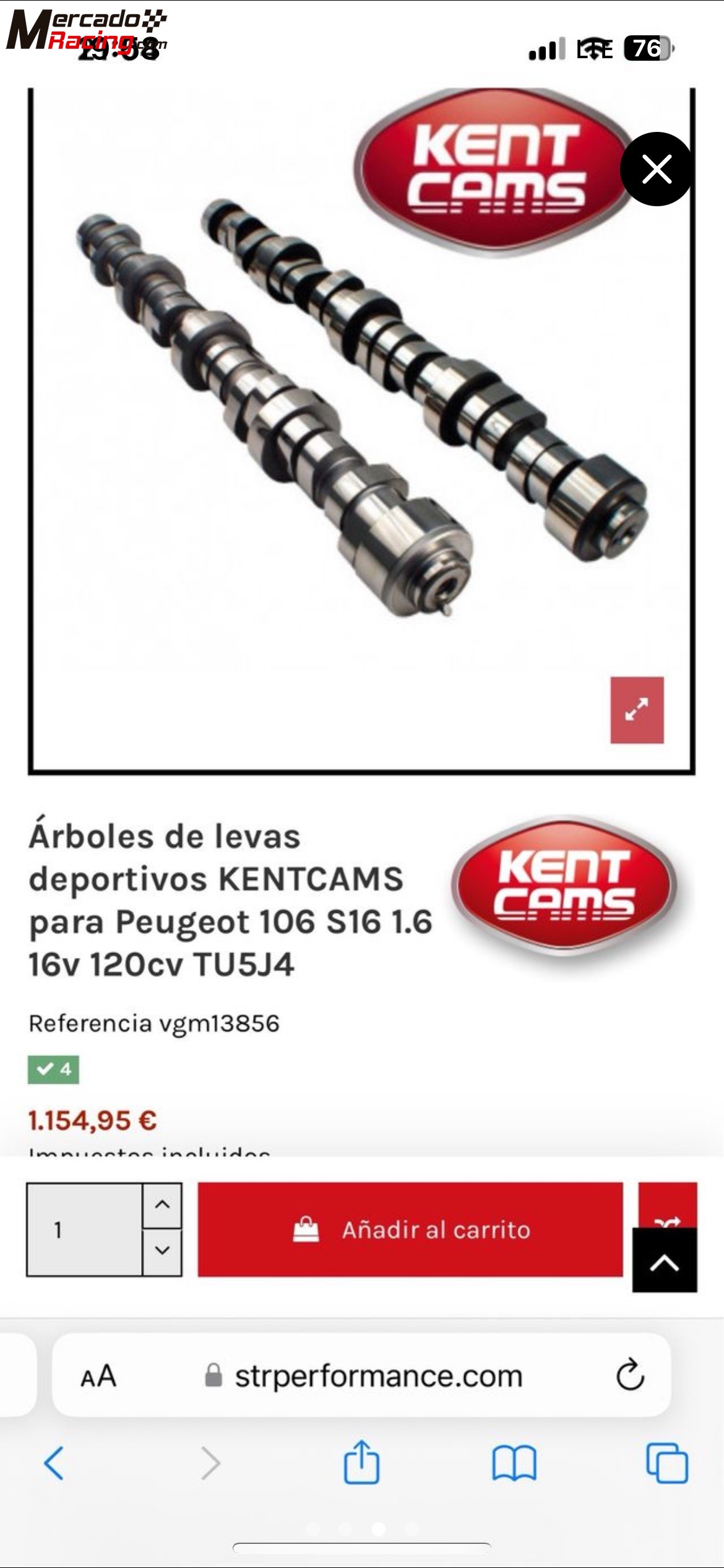 árbol de levas kentcams