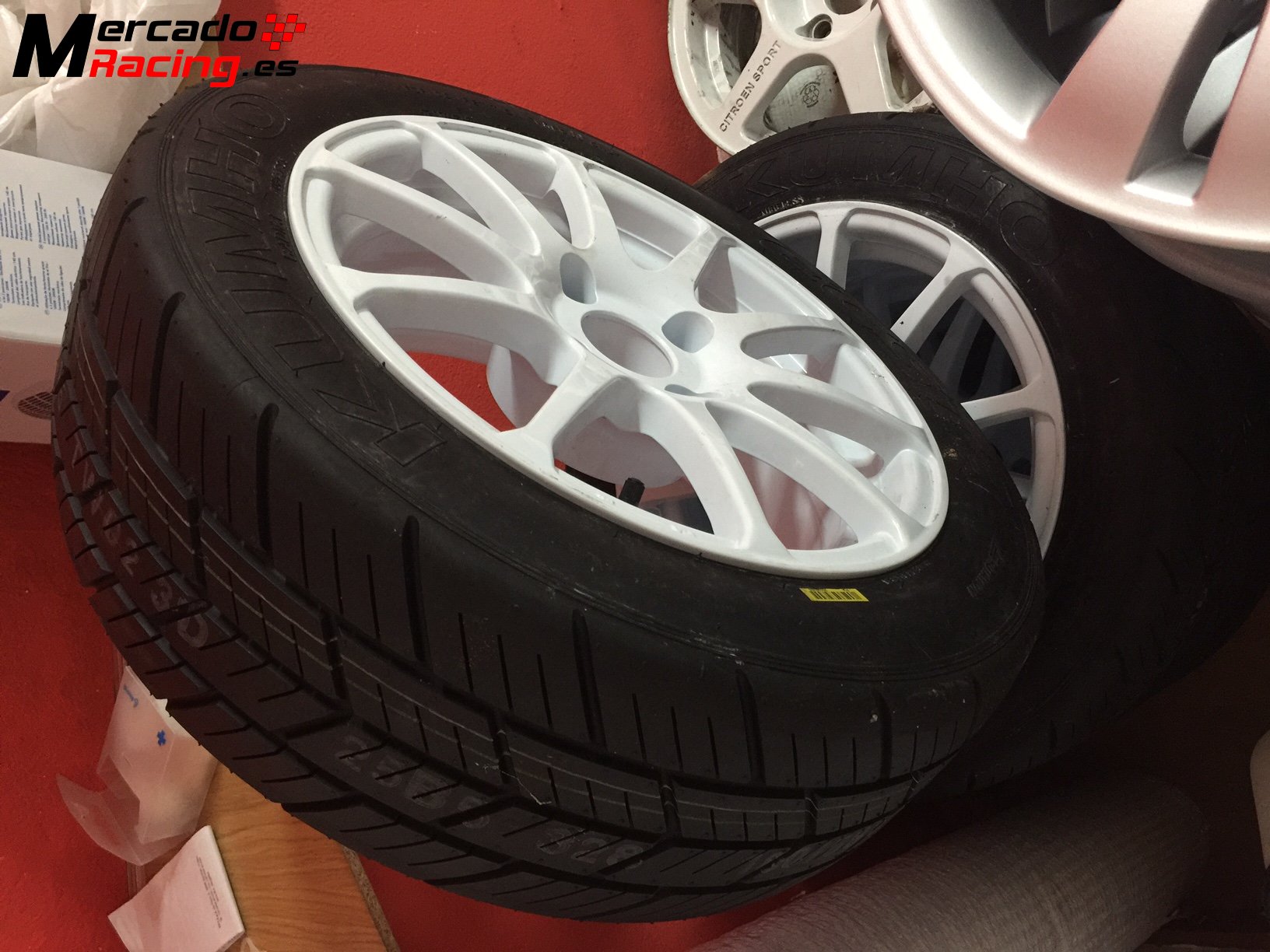 Llantas targa 4x108 15¨ psa con neumaticos kumho lluvia tw02