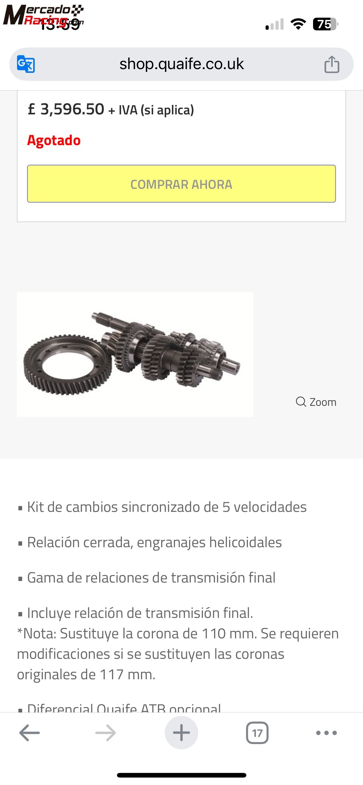 Caja de cambios quaife honda civic