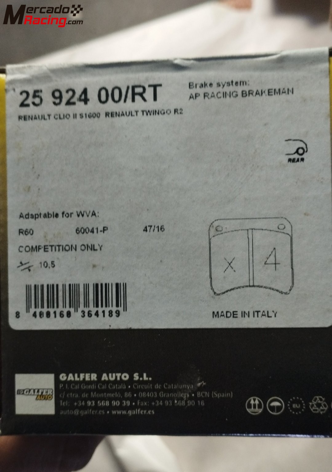 Pastillas traseras clio s1600 twingo r2