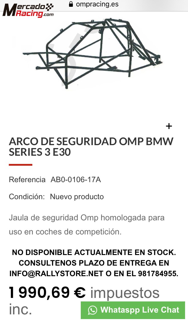 Arco omp bmw e30 con certificado