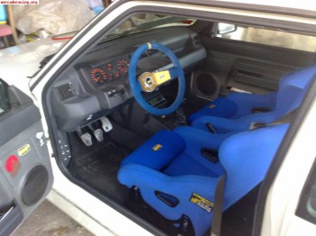 Volante omp piel vuelta azul 2 brazos