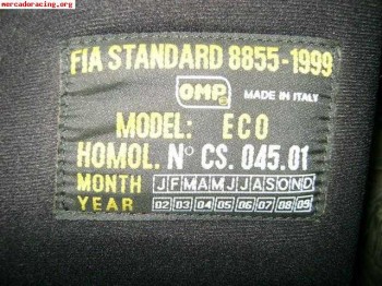 Vendo 1 baquet omp eco  ( homologacion vigente )