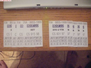 Pegatina homologacion sparco rev y evo 2 vtr
