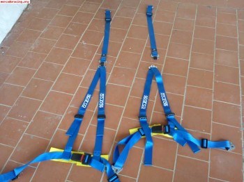 Juego de 2 arneses sparco azules 3 puntos