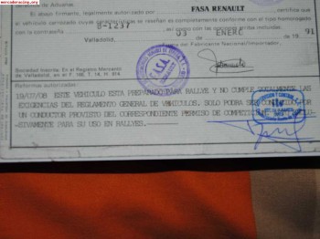 Vendo documentacion con itv de rallys de 19 16v 