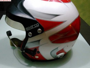 Casco sparco con clips de hans i intercomunicador peltor