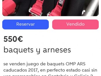 Pareja baquets omp ars y arneses sparco
