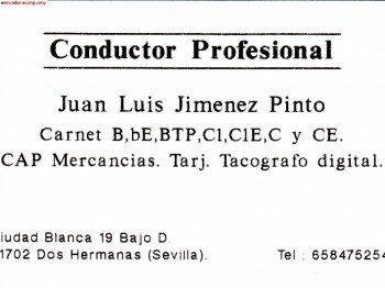 Se ofrece conductor profesional. para camion rigido y traile