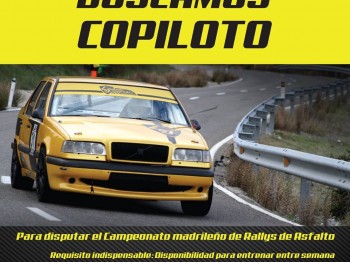 Se busca copiloto campeonato madrileño de rallyes de asfalto