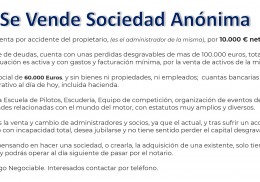 Se vende sociadad anónima operativa, con mas de 100.000 € de perdidas compensables, y sin deudas.