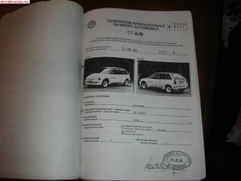 Vendo ficha de homologacion ax sport grupo a/b