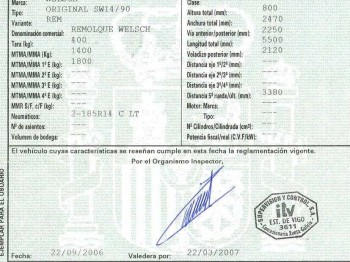 Se vende remolque 1500€, con documentación al día mma 1400 k