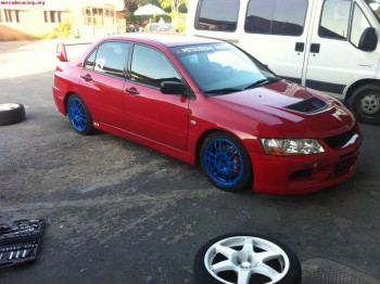 Llantas lancer evo 5 azules con goma 50% 400€