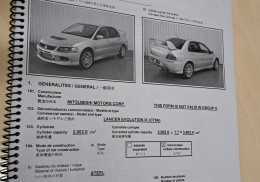 Vendo libro homologaciones mitsubishi evo ix
