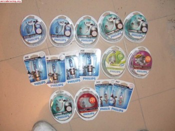 Lote de lamparas philips h1, h4, h7 modelos especiales