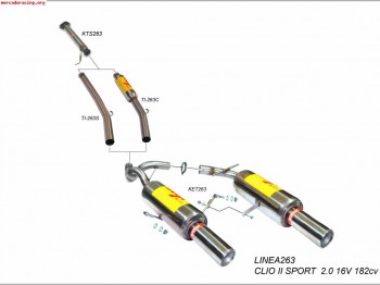 Venta de linea de escape para clio sport 182 cv