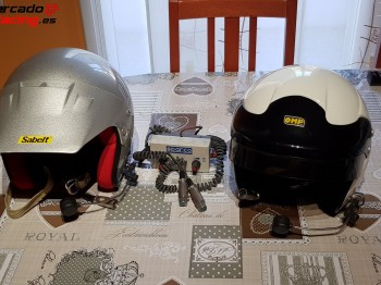 Cascos de rally y centralita sparco