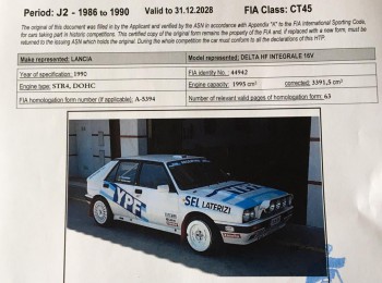 Lancia delta integrale 16v ( rally ) pasaporte fia