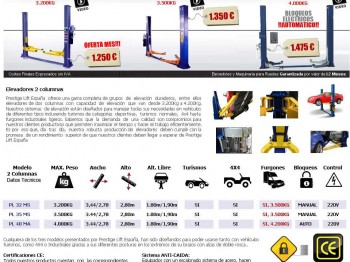 Elevador de coches 2 dos columnas 3.2t 3.5t 4.0t 220v monofa
