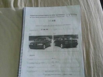 Ficha de homologacion 5454 para bmw 325i e36 coupe original 